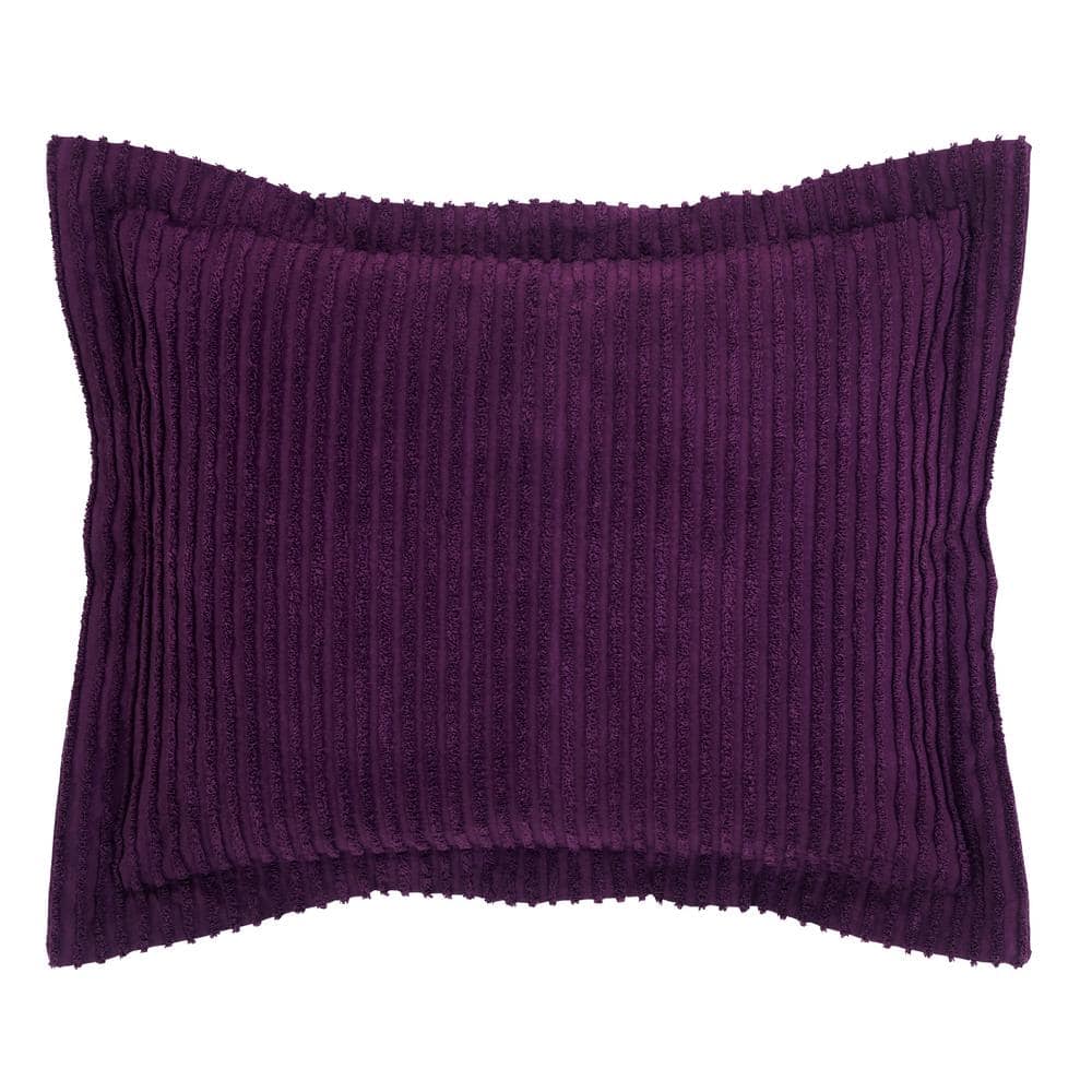 Plum Cotton Embroidered Standard Sham with Chenille Tufting