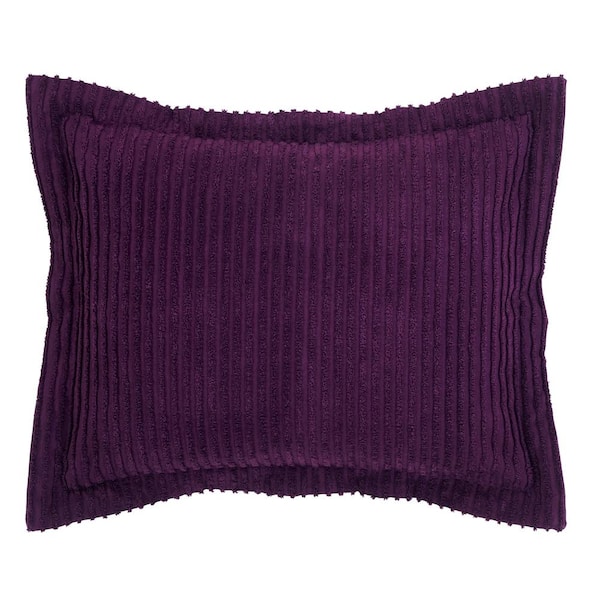 Better Trends Julian Collection in Solid Stripes Design Plum Standard 100% Cotton Tufted Chenille Sham