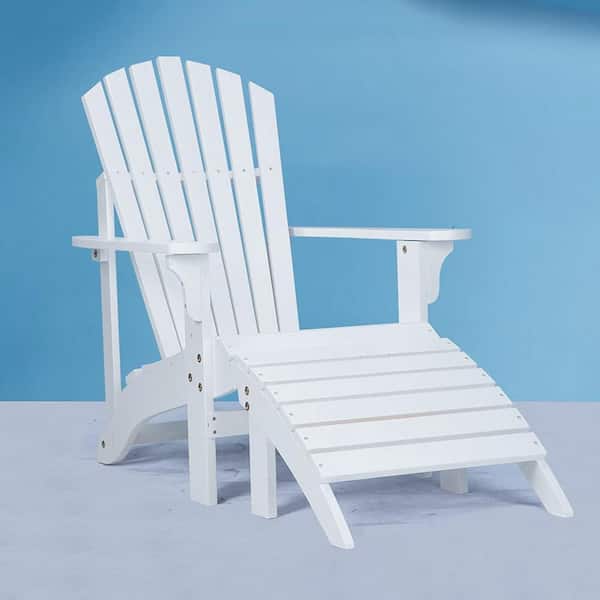 Unbranded SUNBRANO White Wood Adirondack Chair Lounger