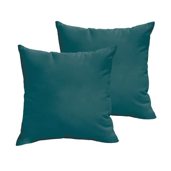 SORRA HOME Teal Outdoor Knife Edge Throw Pillows (2-Pack)
