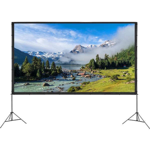 Projector Screen with Stand, 150 in. 16:9 4K 1080 HD Outdoor Movie Screen, Wrinkle-Free Projection Screen with Tripods