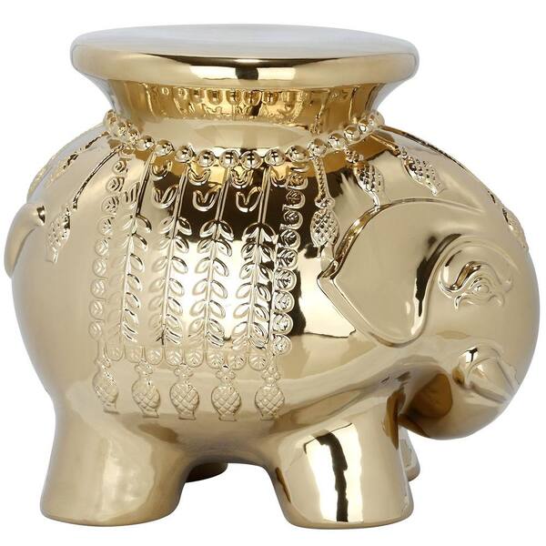 Safavieh Castle Gardens Collection Gold Elephant Ceramic Garden Stool 