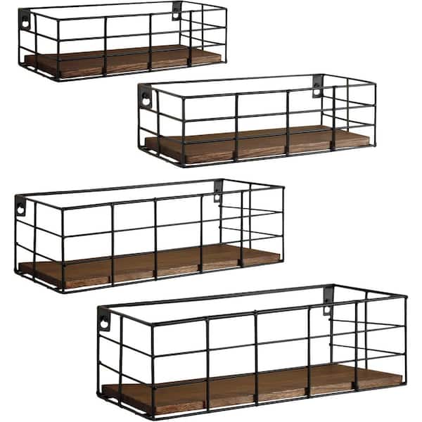 Unbranded 15 in. W x 5 in. D Brown Floating Shelves Decorative Wall Shelf (Set of 4)