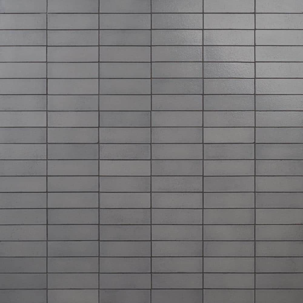 Fossil Gray Glossy Lava Stone Subway Wall Tile 2" x 8"