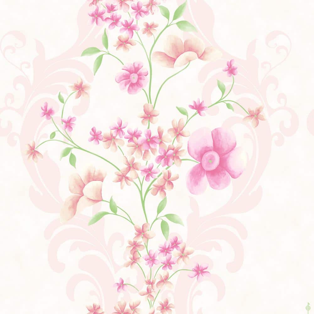 Falkirk Ophia Flowers, Vines Pink, Beige Vinyl Peelable Roll (Covers 57 sq.