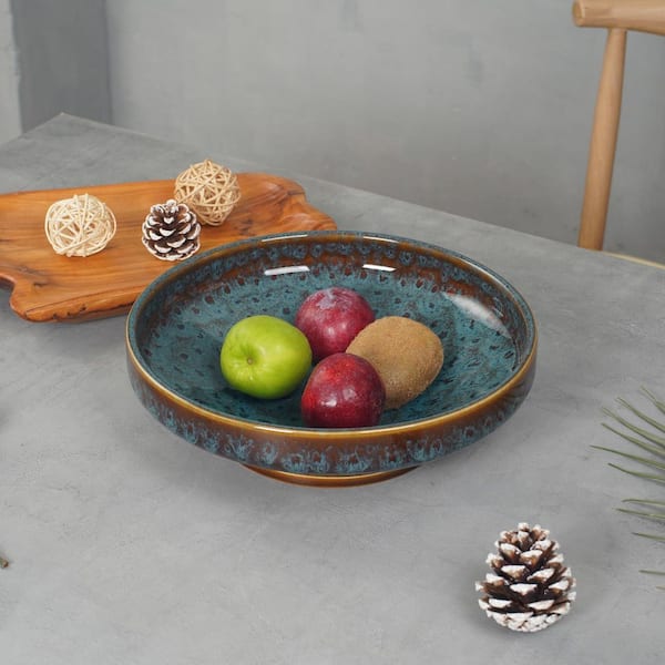 1 Piece Ceramic Fruit Bowl for Kitchen Counter, Decorative Pedestal Bowl for Table Countertop