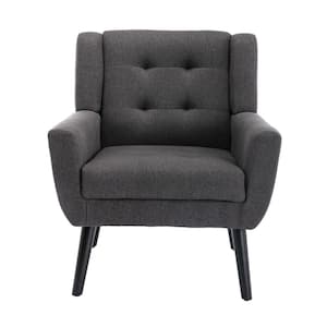 Dark Gray Soft Velvet Material Accent Chair Home Chair With Black Legs