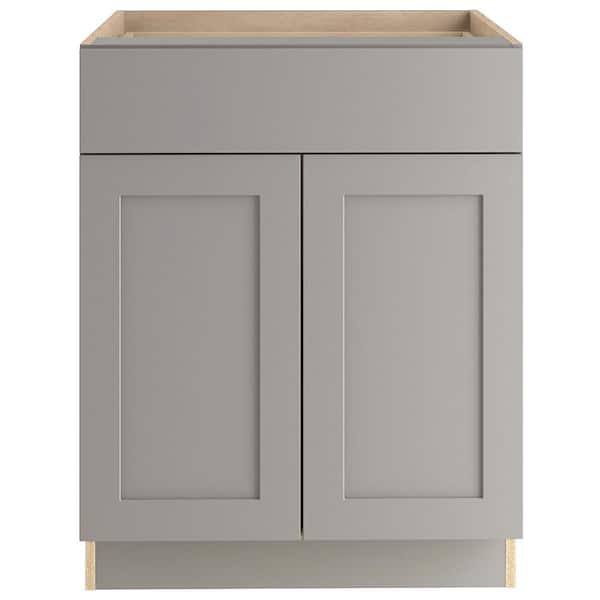 Hampton Bay Edson Shaker Assembled 27x34.5x24 in. Base Cabinet with Soft Close Full Extension Drawer in Gray