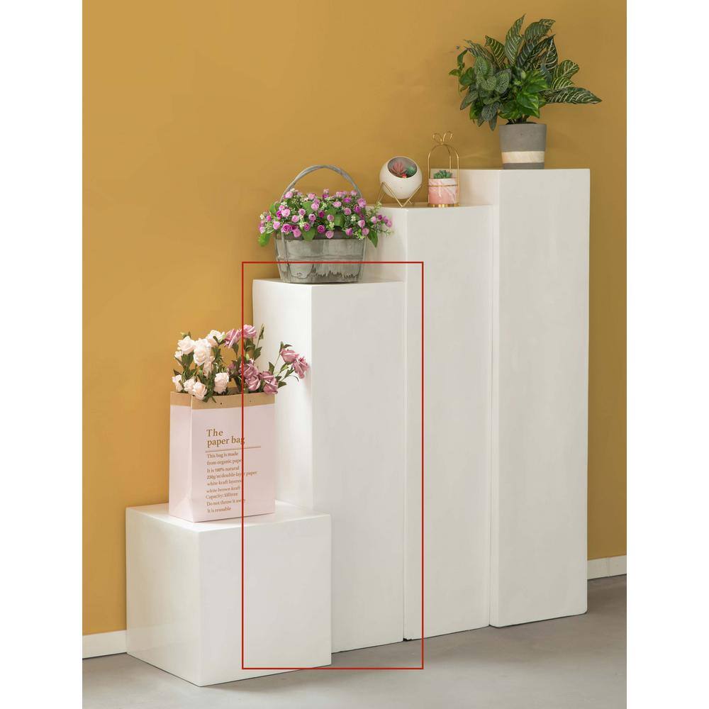 Tall White Magnesium Oxide Decorative Pedestal Stand