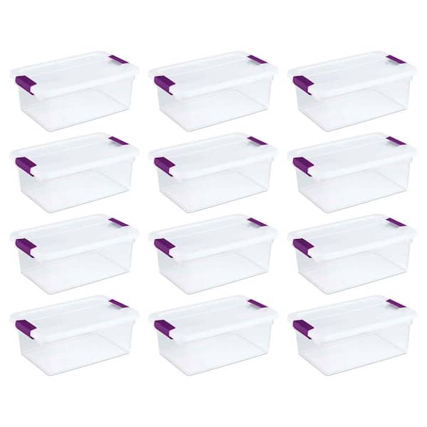 15-Quart Plastic Stackable Storage Container with Lid, Clear (12 Pack)