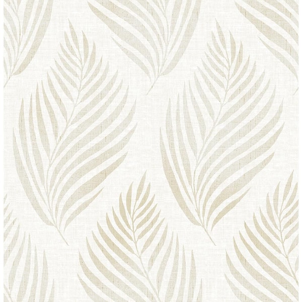 Brewster Patrice Beige Linen Leaf Paper Strippable Roll (Covers 56.4 sq. ft.)