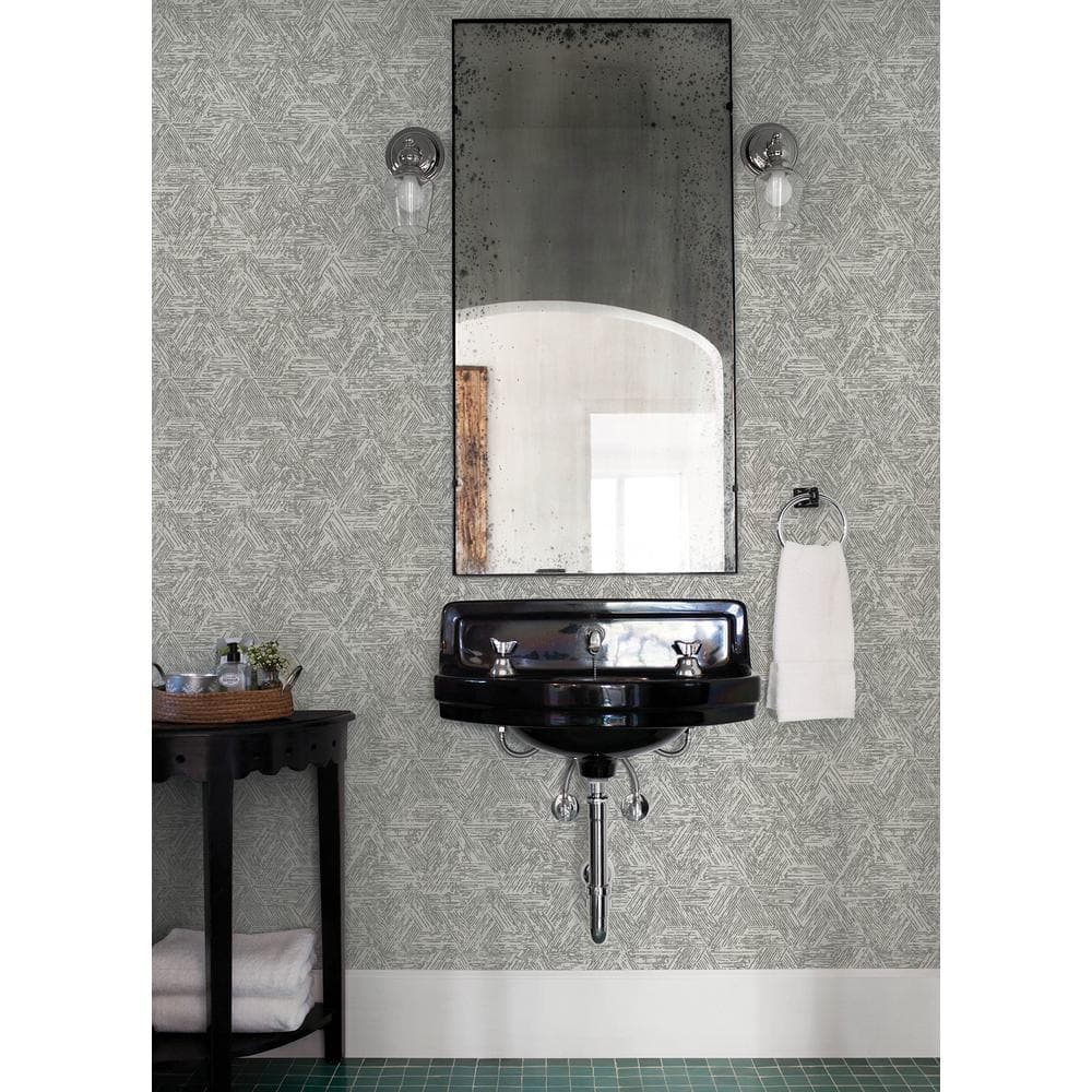 Grey Geometric Non-Pasted Washable Wallpaper Roll