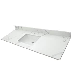 Calacatta Nowy 61 in. W x 22 in. D Engineered Marble Vanity Top in White with White Rectangle Single Sink