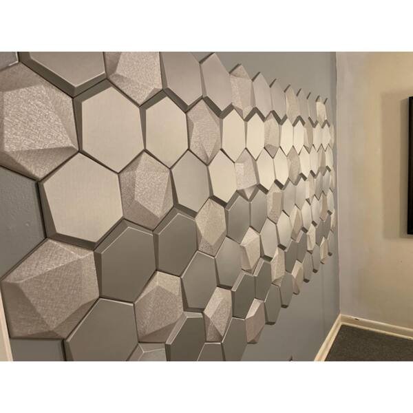Art3d Silver Decorative 3D Wall Panels Faux Leather Tile for Interior Wall Living Room Bedroom Soundproofing Panel, 20-Pieces