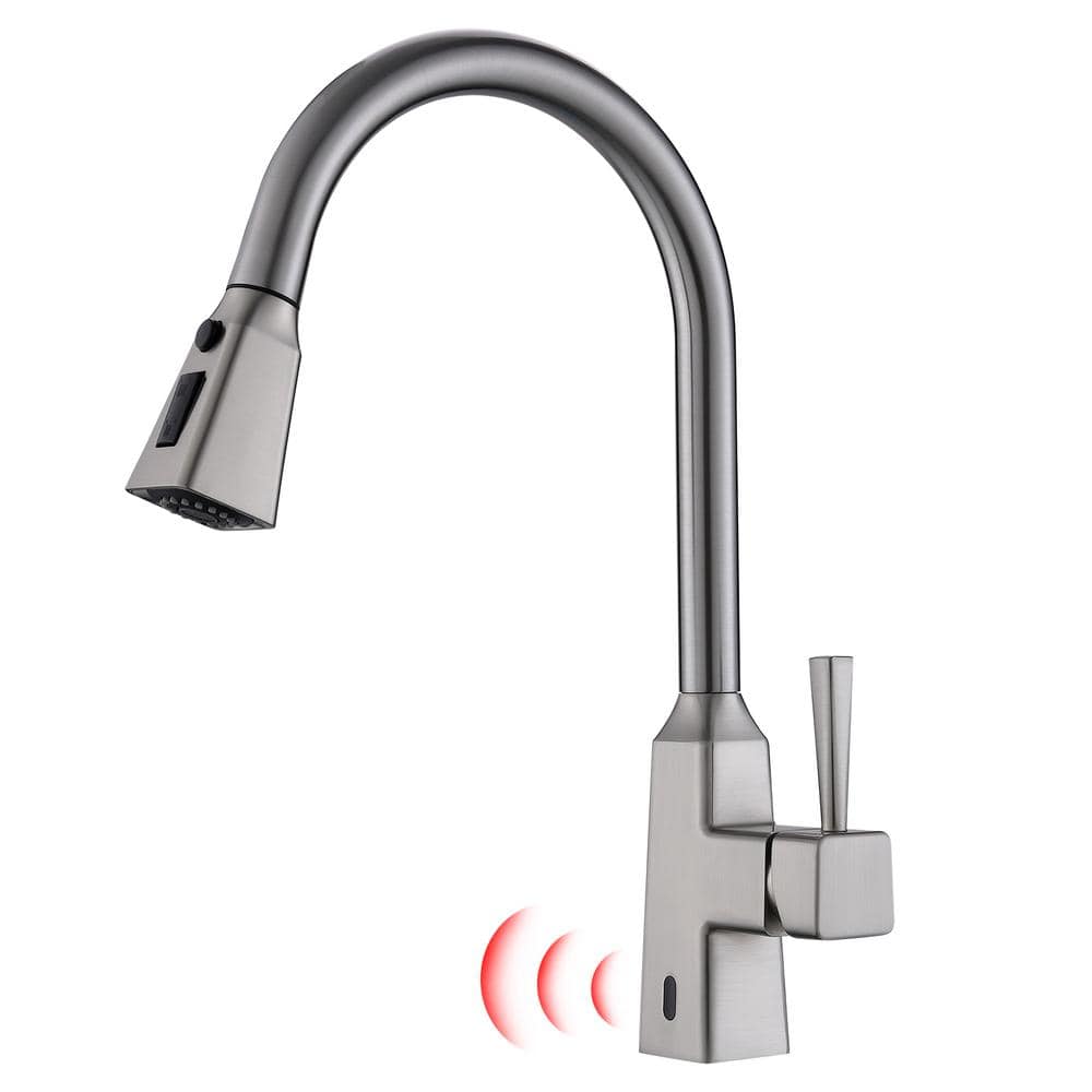 Touchless Square Single Handle Pull Down Sprayer Kitchen Faucet with Multif