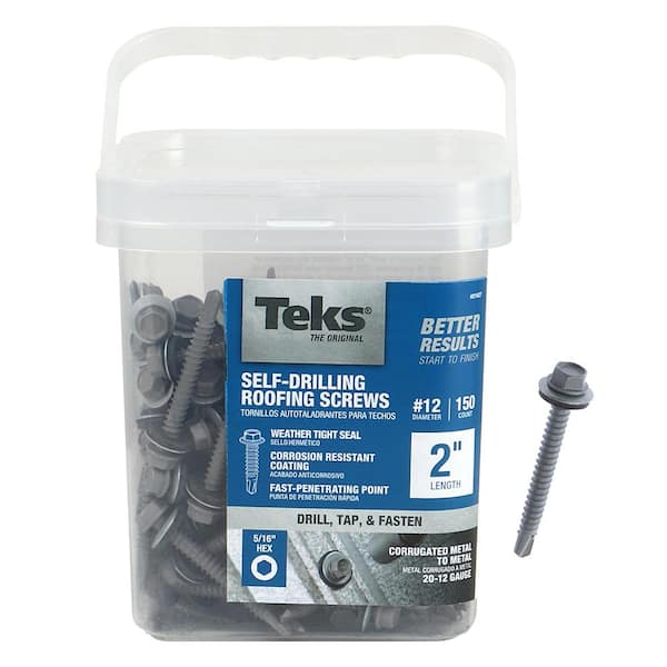 Teks #12-14 x 2 in. External Hex Washer Head Roofing Drill Point Screw (150-Pack)