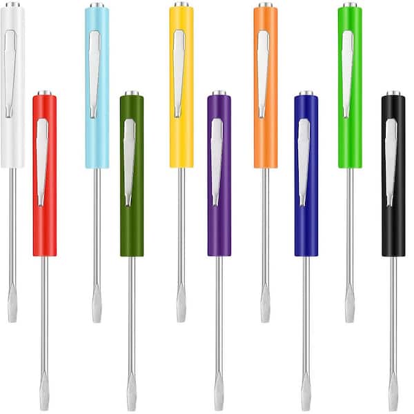 Pocket Mini Magnetic Slotted Screwdriver 5.3 in. Shank 1 Bit Colorful Insulated Hand Tool 10-Piece Screwdriver Set