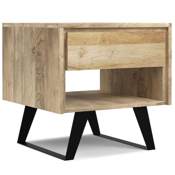 Simpli Home Lowry Modern Industrial 22 in. Wide Metal End Side Table in Natural