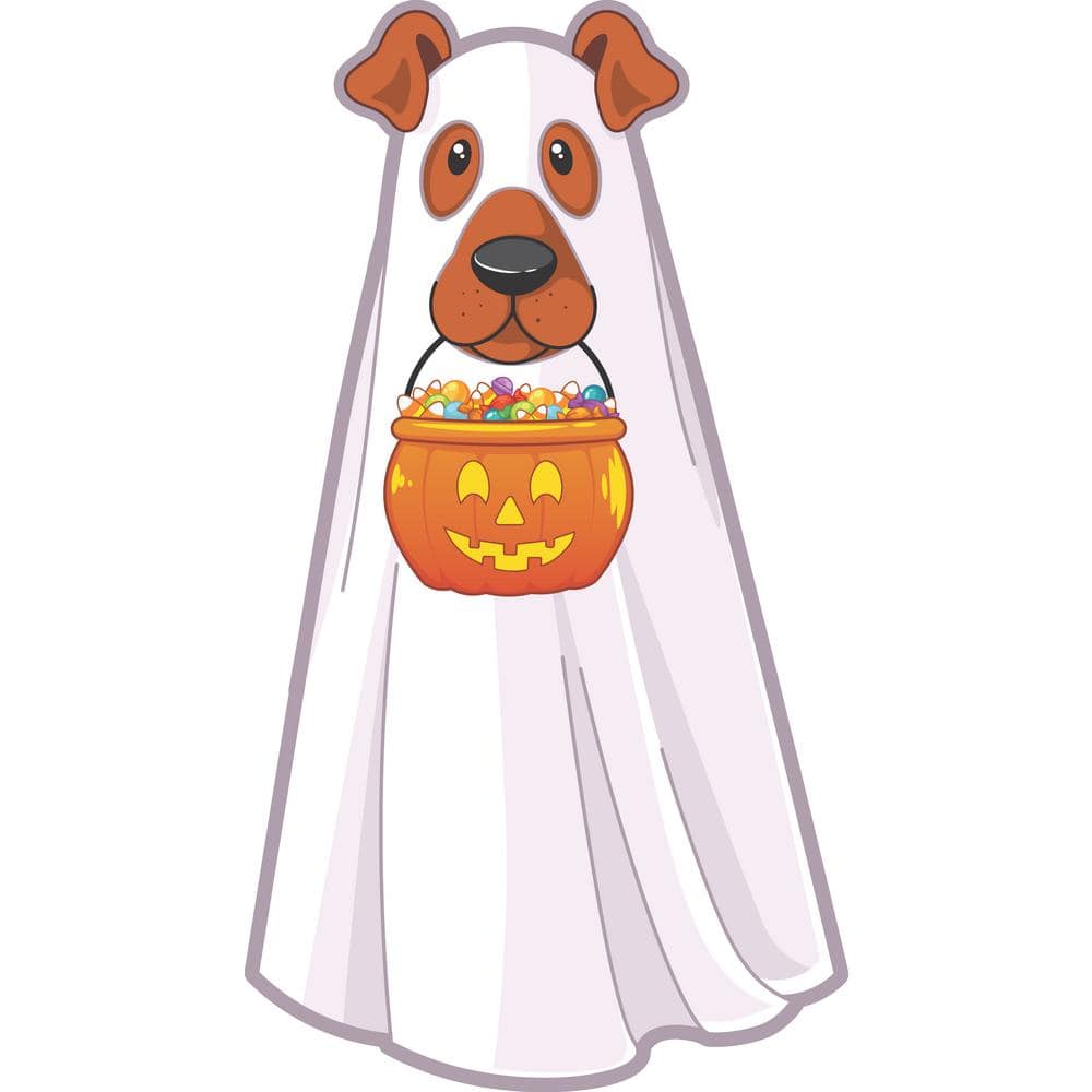 3.5 ft. Coroplast Dog Ghost with Pumpkin Yard Stake