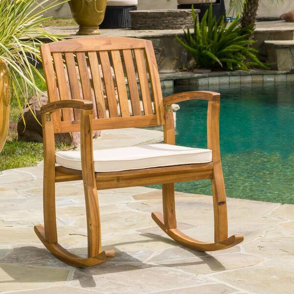 Wood Outdoor Rocking Chair, Wooden Rocking Chair Cushions Outdoor