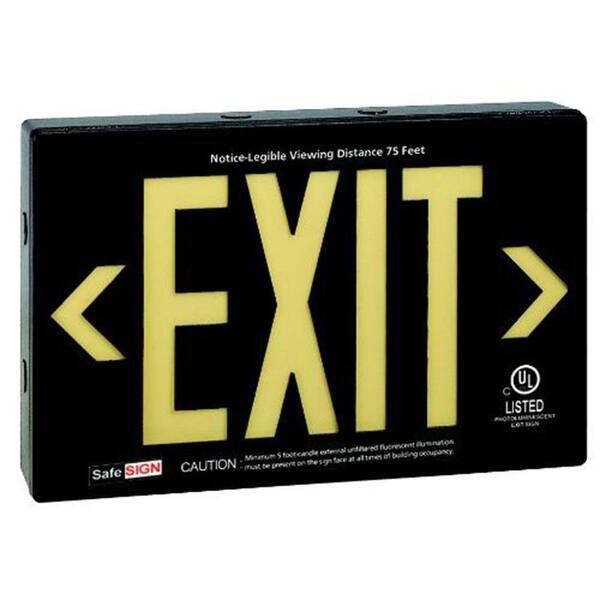 Illumine 2-Light Black Self Luminescent Exit Sign with Yellow Letters