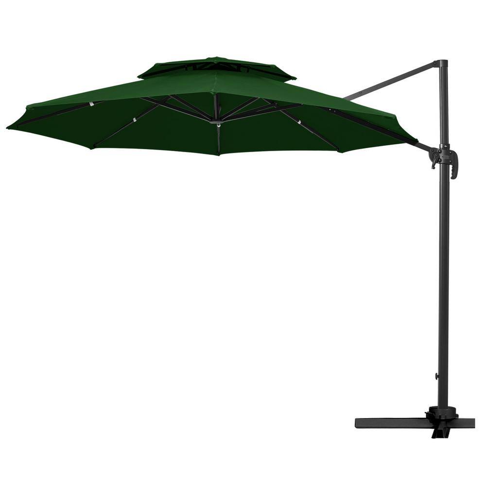 Jearey 11 Ft. Round Cantilever Tilt Patio Umbrella With Crank In Dark 