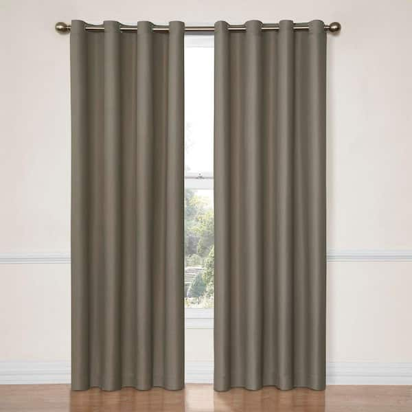 Eclipse Smoke Thermal Grommet Blackout Curtain - 52 in. W x 63 in. L