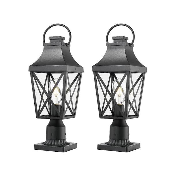 Gidal 21 in. 1-Light Black Outdoor Aluminum Weather Resistant Pier Mount Light with No Bulb Included (2-pack)