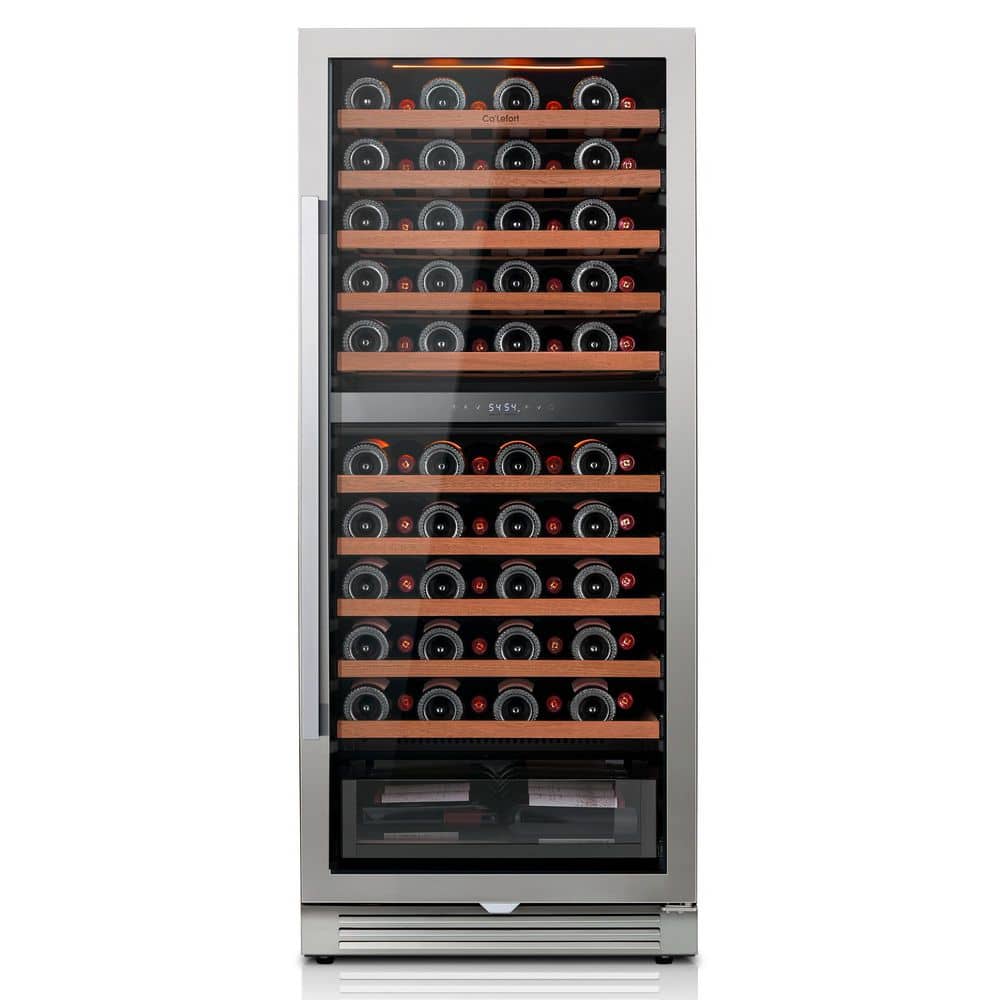24 in. Dual Zone 90-Bottle Built-in Wine Cooler Fridge Wine Refrigerator in Stainless Steel price history on PriceWatchPro