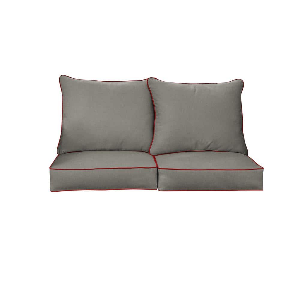 27 in. x 30 in. Sunbrella Deep Seating Indoor/Outdoor Loveseat Cushion Canvas Charcoal and Jockey Red price history on PriceWatchPro