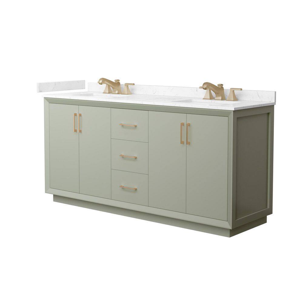 Strada 72 in. Double Freestanding Light Green Bath Vanity with Carrara Cultured Marble Top Assembled price history on PriceWatchPro