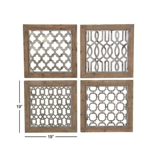 Set of 2 Wood Lattice Wall Hanging on sale Brown