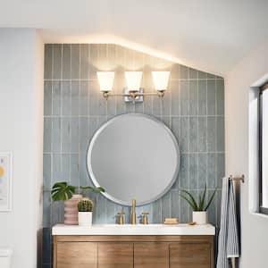 Cosabella 24 in. 3-Light Polished Nickel Contemporary Bathroom Vanity Light with Satin Etched Cased Opal Glass