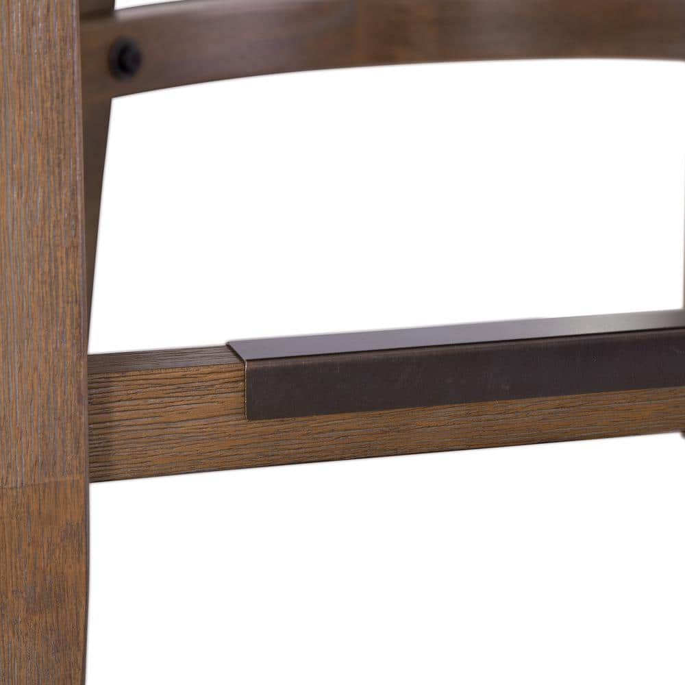 Warm Brown Birch Wood Adjustable Bar Stool with Light Beige Linen Seat