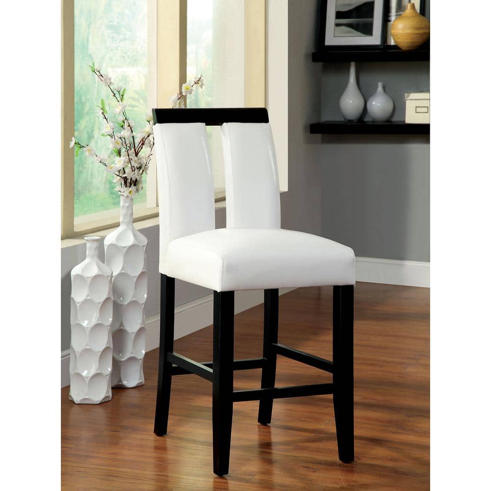 Luminar II White and Black Faux Leather Counter Height Chair Set
