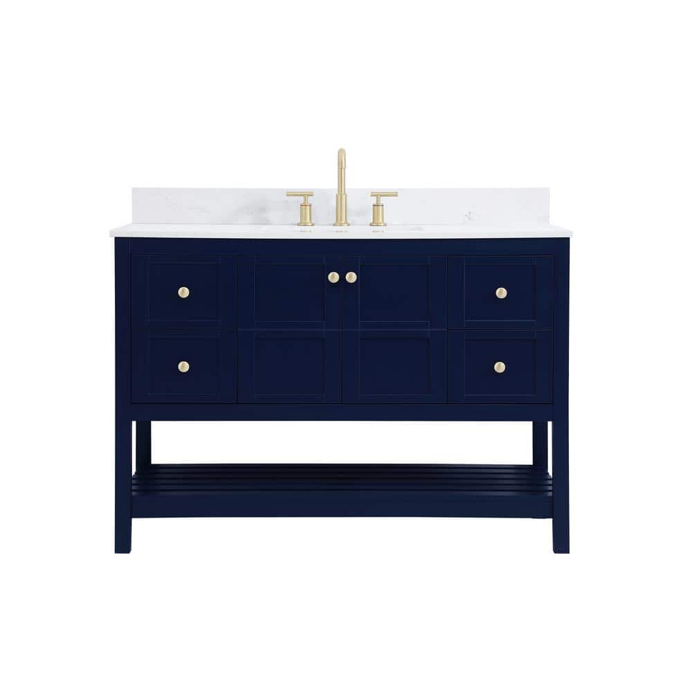 Timeless Home 48 in. W Single Bath Vanity in Blue with Engineered Stone Van