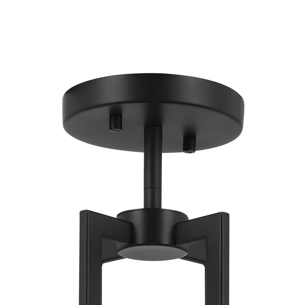 Malen Black Metal Semi-Flush 4-Light with White Fabric Shade