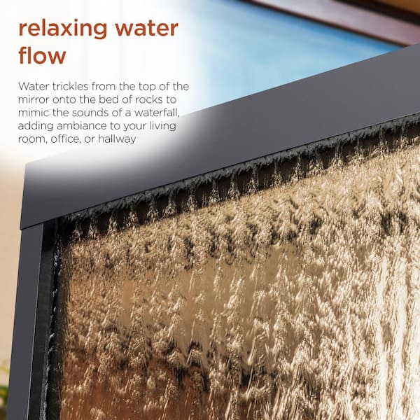 Alpine Corporation 72 in. Tall Indoor/Outdoor Mirror Zen Waterfall