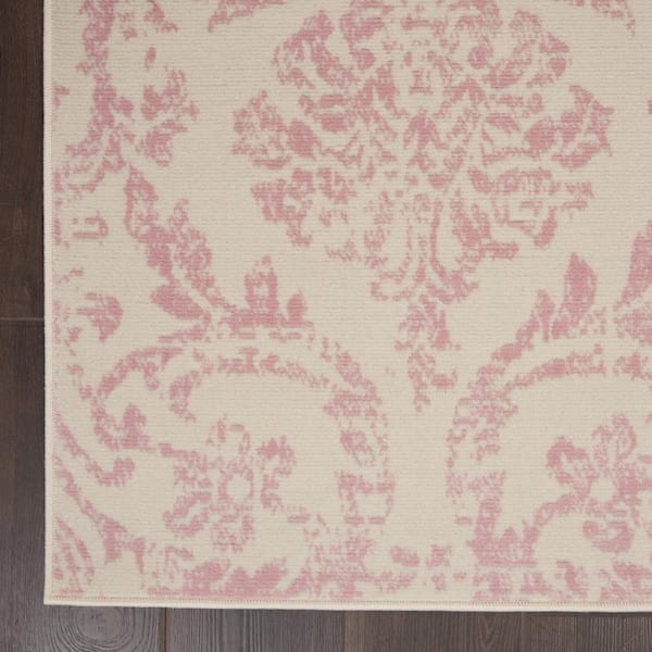 Cream 5 ft. x 7 ft. Damask Power Loom Area Rug