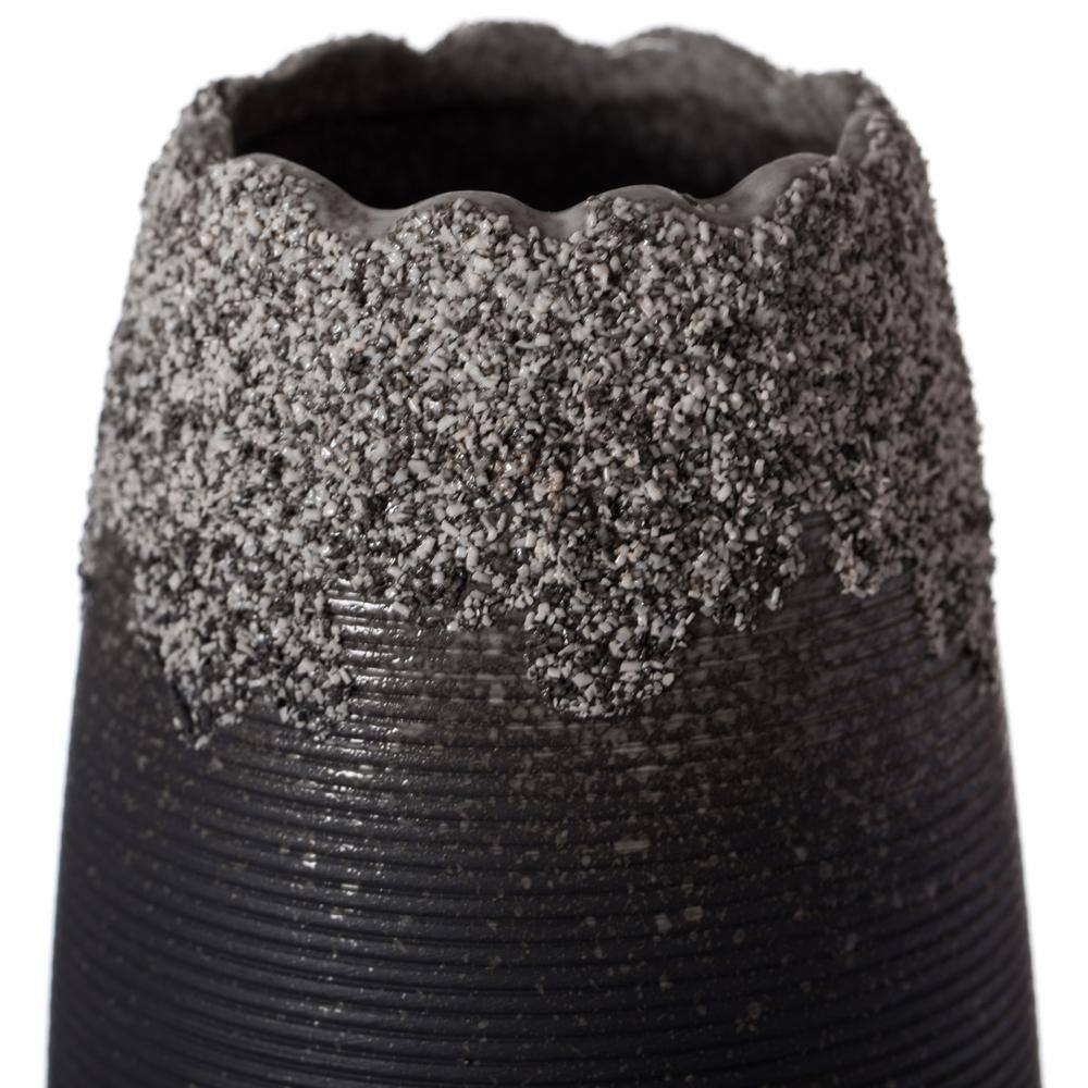 Set of 3 Black Ceramic Vases with Dripping Crystal Design