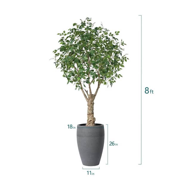 DR.Planzen 8 ft. uv Resistant Artificial Ficus Tree With Grey Tall