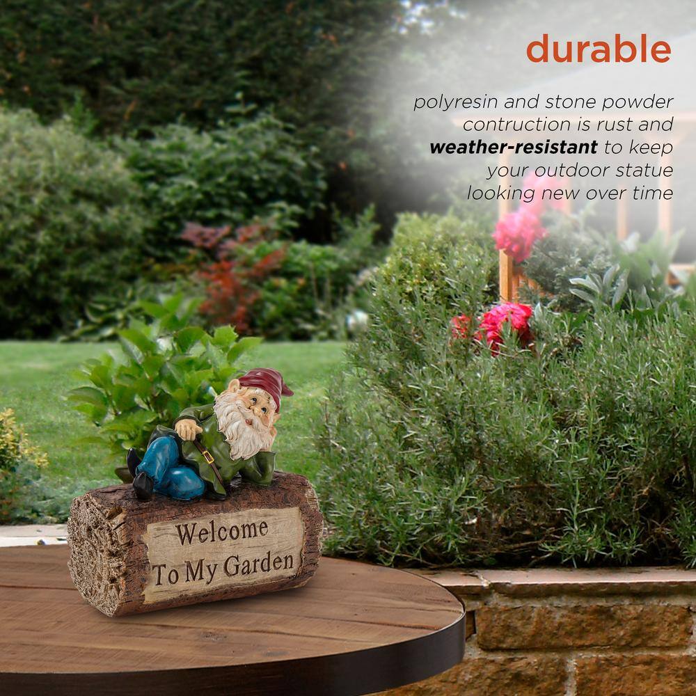 Whimsical Multicolor Polyresin Gnome Welcome Lawn Statue