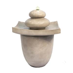 Outdoor Zen Stones 2-Tier Fountain with LED Light
