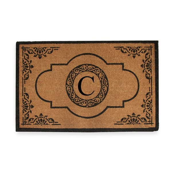 A1 Home Collections A1HC First Impression Hand Crafted X-Large Abrilina 36 in. x 72 in. Entry Coir Monogrammed Double Doormat