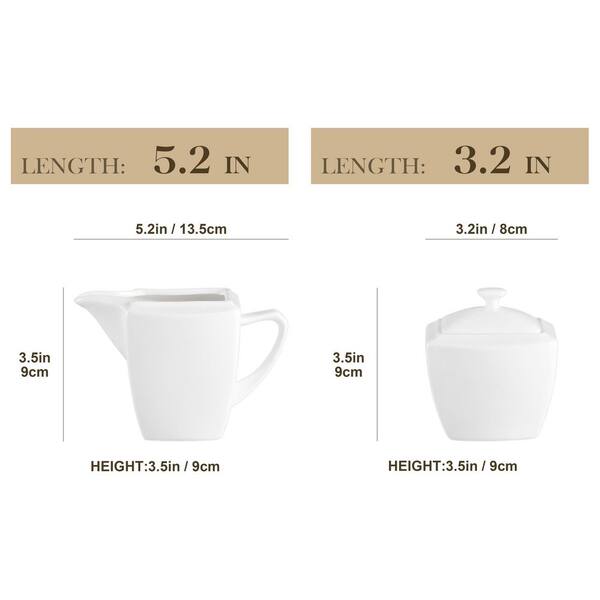 MALACASA Series Blance 3-Piece Ivory White Porcelain With Milk Pot 