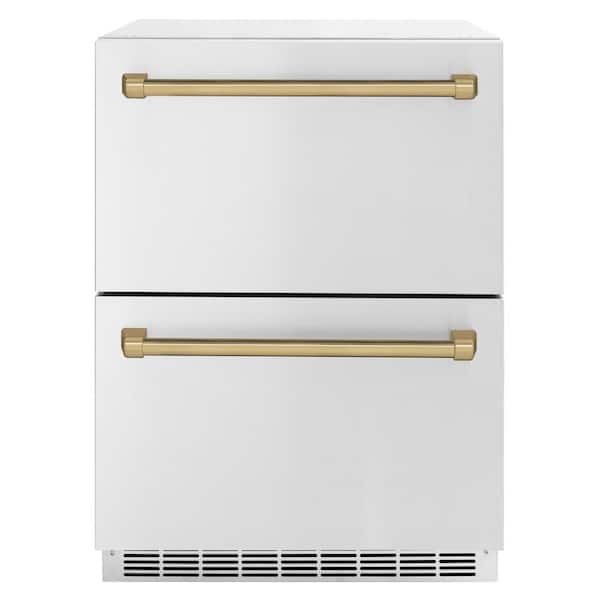 Touchstone 24 in. 4.6 cu. ft. Drawer Refrigerator with Stainless Steel Doors and Champagne Bronze Handles