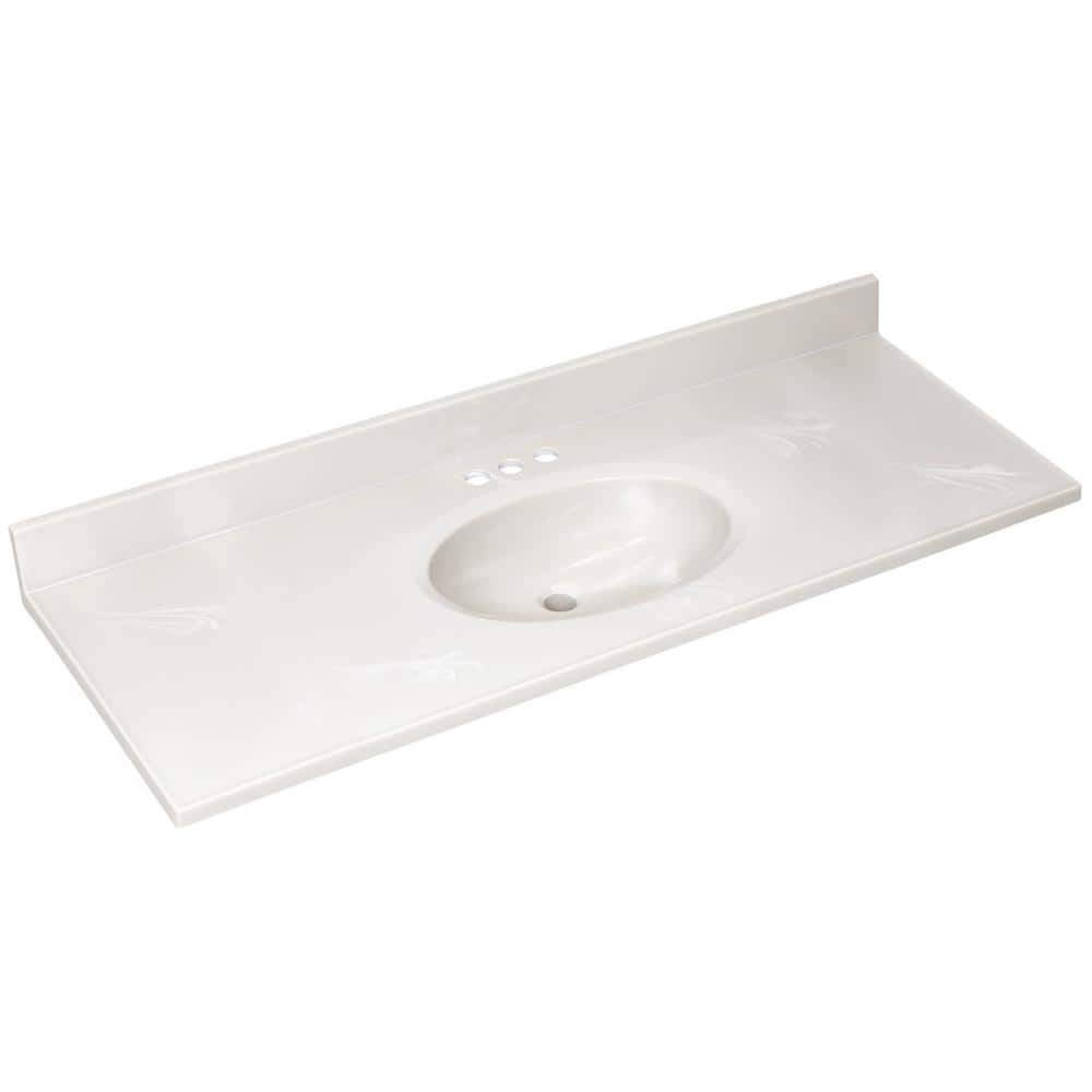 Ivory Swirl Cultured Marble Vanity Top with Integrated Sink