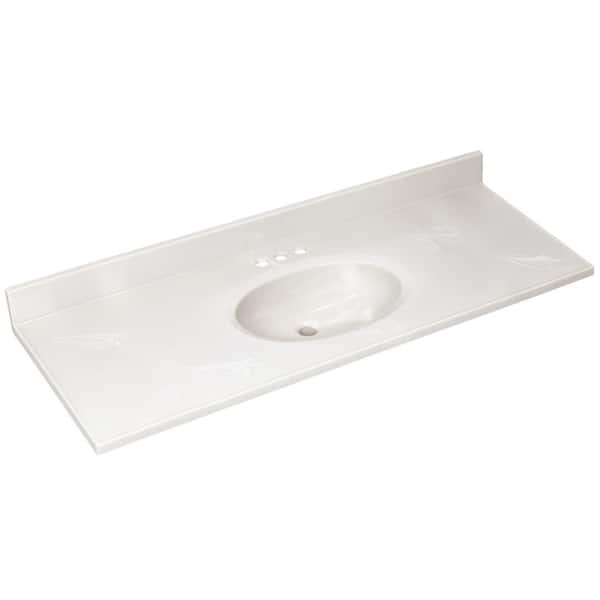 49 in. W x 19 in. D Cultured Marble Vanity Top with White on White Bowl 49 in. W x 19 in. D Cultured Marble Vanity Top with White on White Bowl