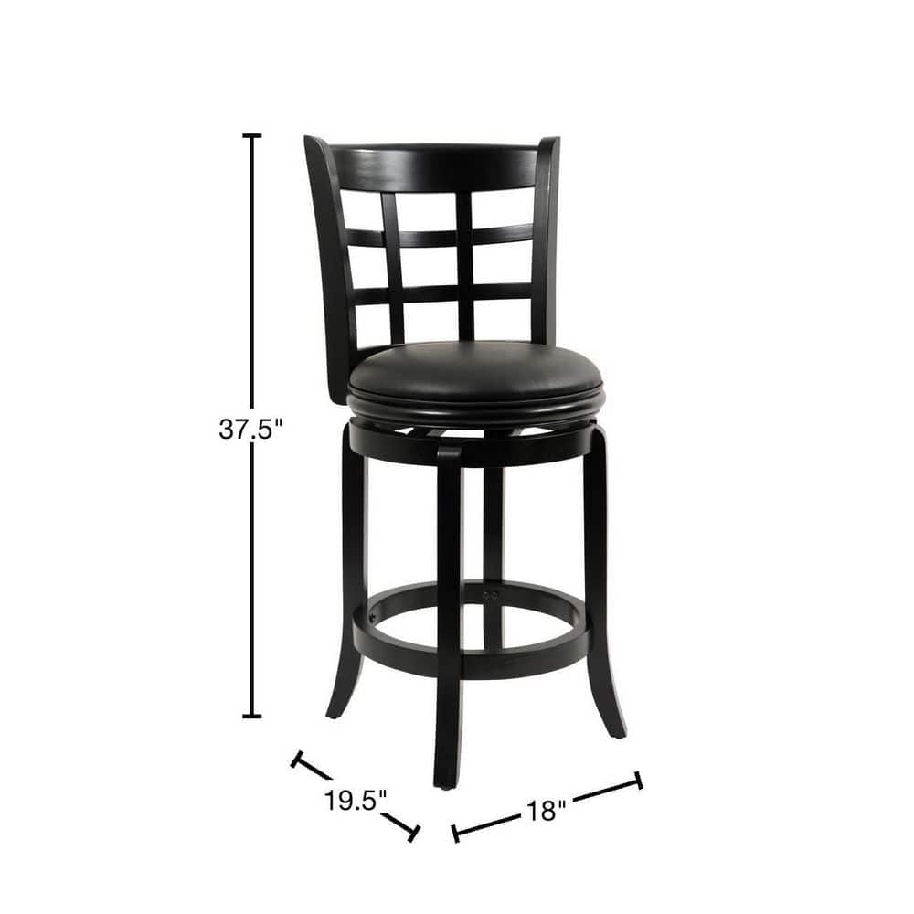 Kyoto Grid-Back Swivel Counter Stool in Sleek Black Leather