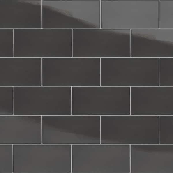 Piscina Glossy Black with BioTech 10 in. x 20 in. Porcelain Floor and Wall Tile (10.64 sq. ft. /Case)